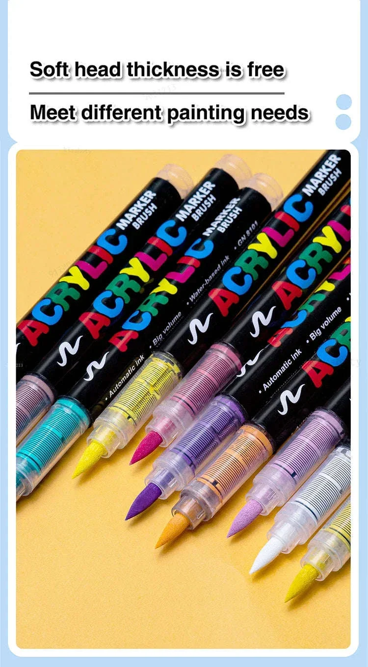 36-Color Acrylic Marker Pens Set with Brush Nib - Image 11
