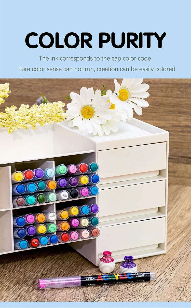 36-Color Acrylic Marker Pens Set with Brush Nib - Image 16