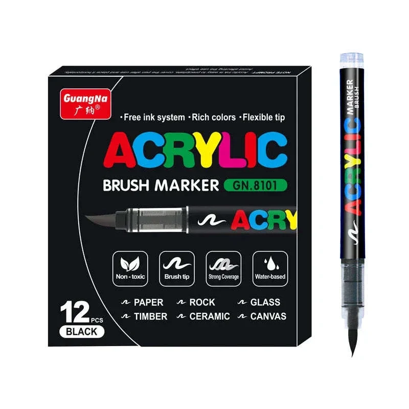 36-Color Acrylic Marker Pens Set with Brush Nib - Image 23