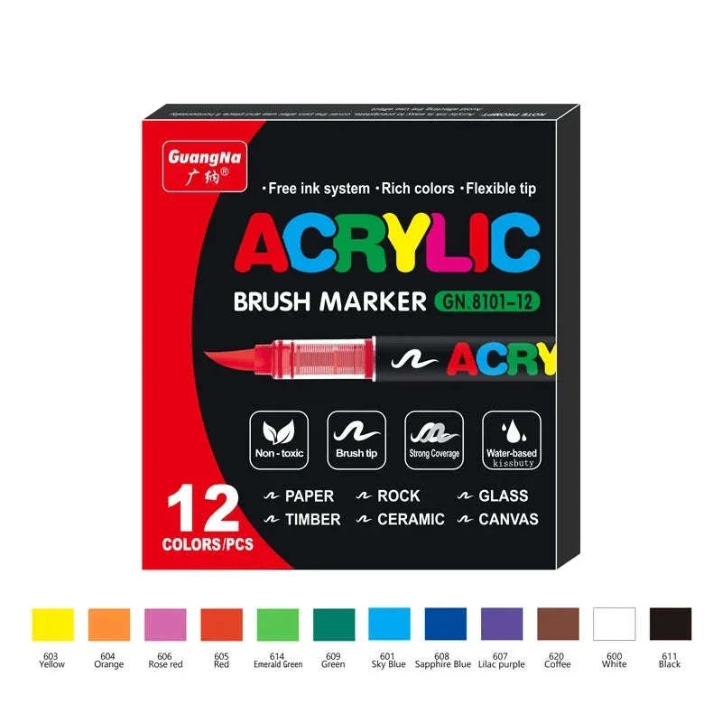 36-Color Acrylic Marker Pens Set with Brush Nib - Image 25