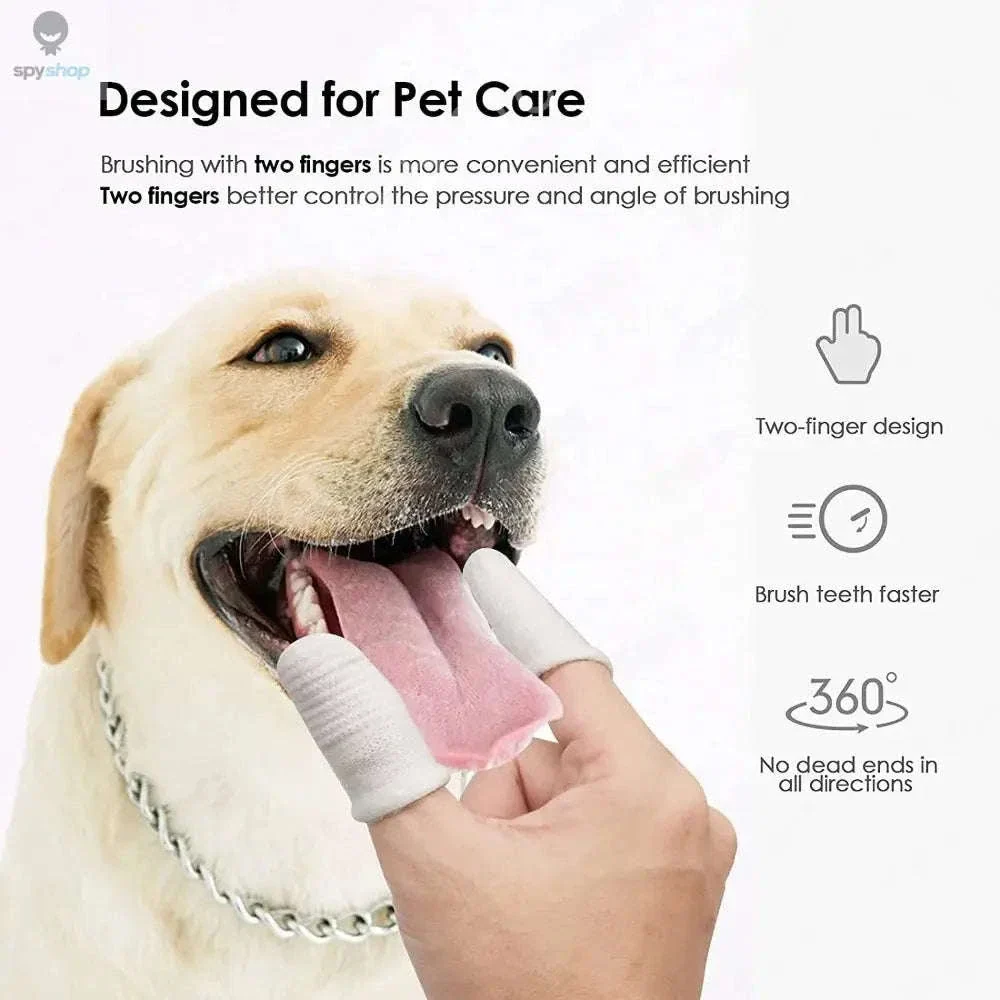 Two-Finger Pet Dental Cleaning Wipes for Cats and Dogs - Image 3