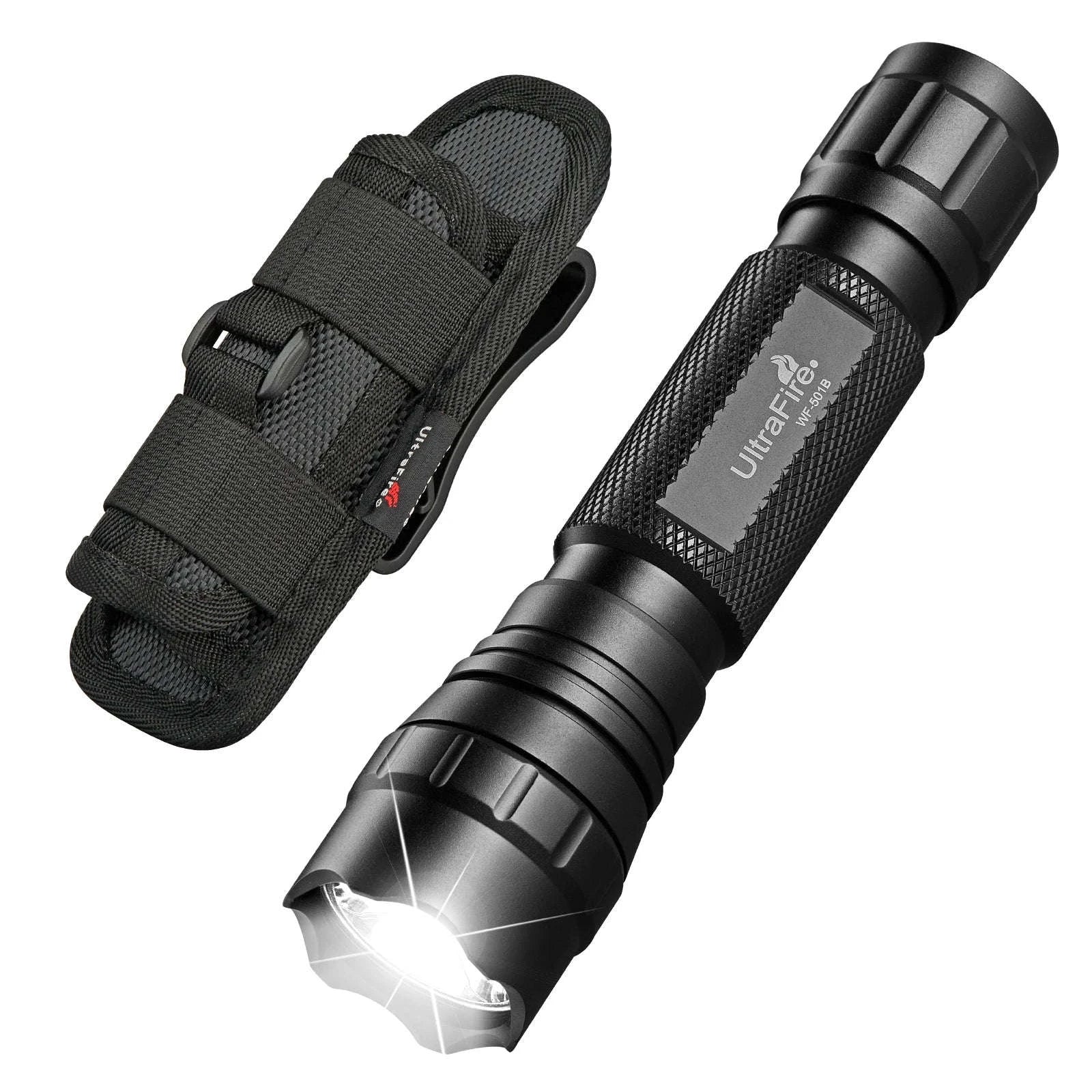 1200LM Tactical LED Flashlight with Holster, Rechargeable Battery Kit