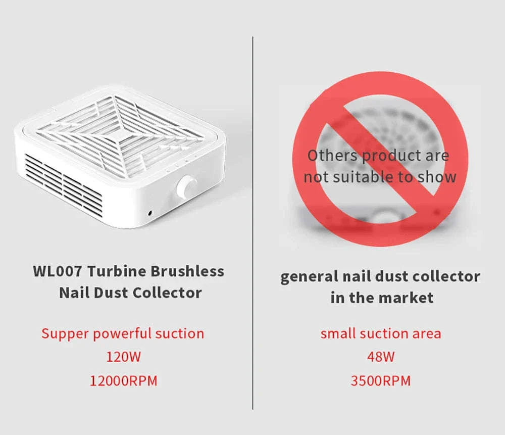 120W Nail Dust Collector with Adjustable Speed & Reusable Filter - Image 16
