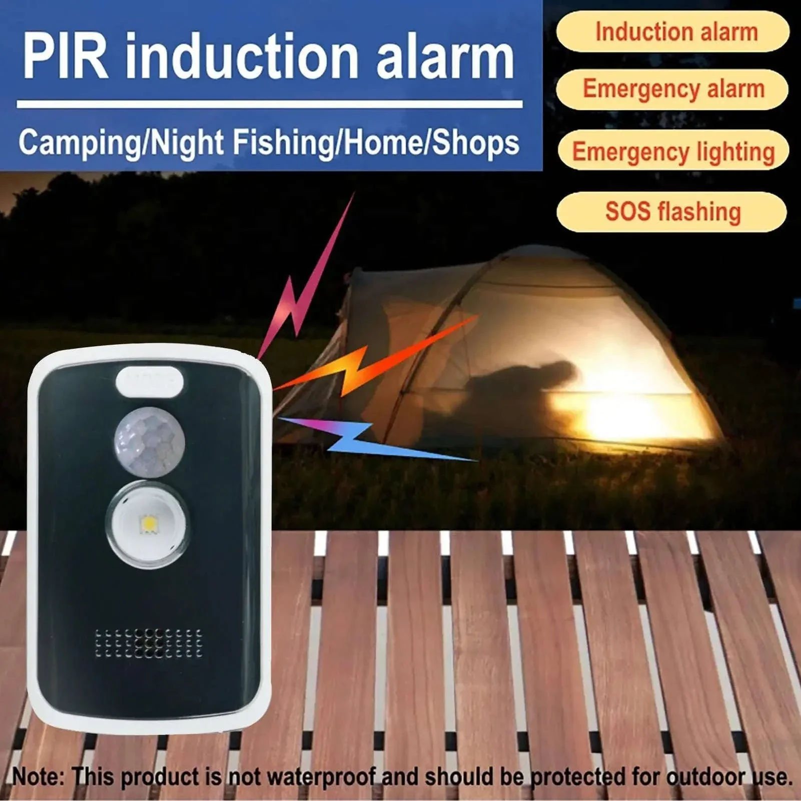 125dB Motion Sensor Alarm with Light Modes for Outdoor Security - Image 2