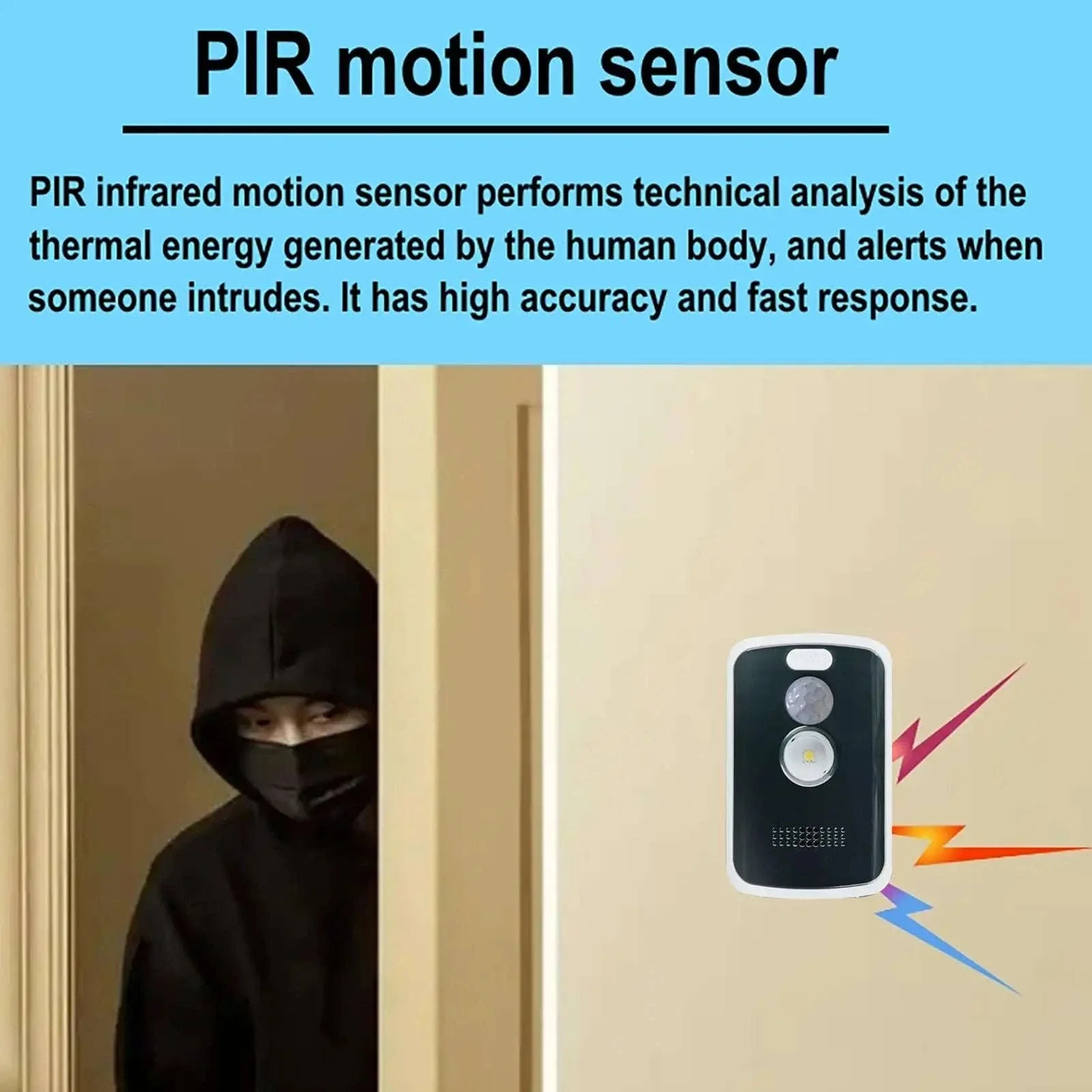 125dB Motion Sensor Alarm with Light Modes for Outdoor Security - Image 7