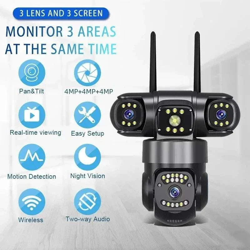 12MP Triple Lens WiFi Security Camera with AI Tracking & PTZ Zoom - Image 7