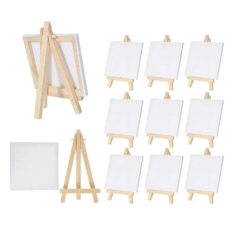 12-Piece Mini Easel and 3x3-Inch Canvas Set for Artists - Image 7