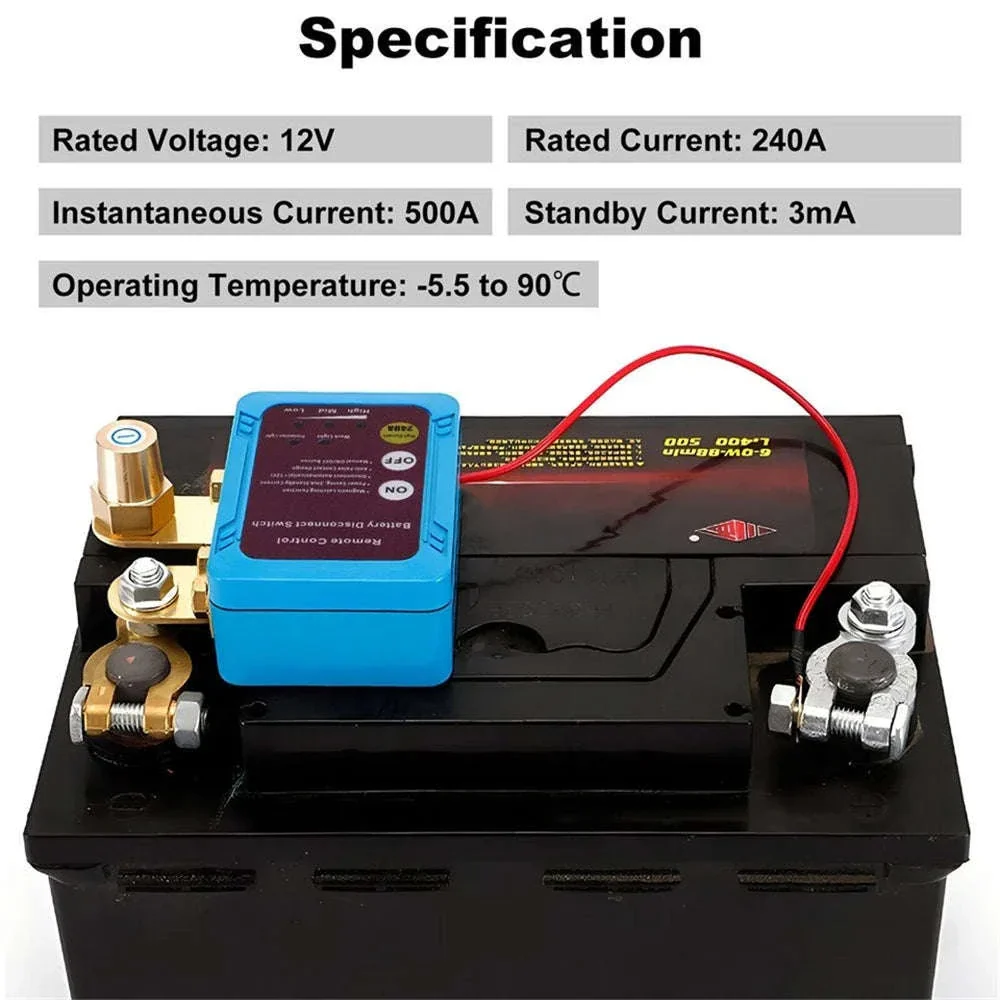12V 240A Remote Battery Disconnect Switch for Car Truck RV - Image 3