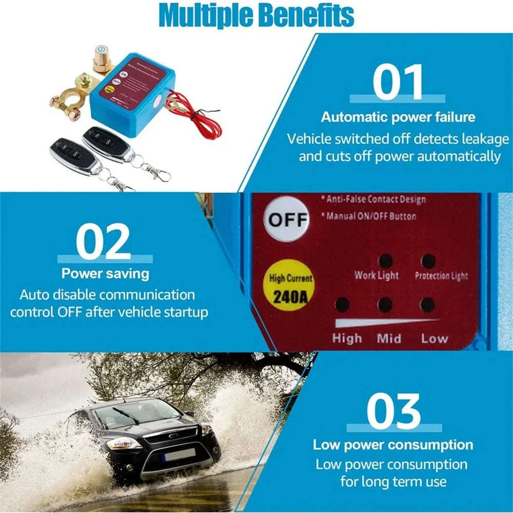12V 240A Remote Battery Disconnect Switch for Car Truck RV - Image 4