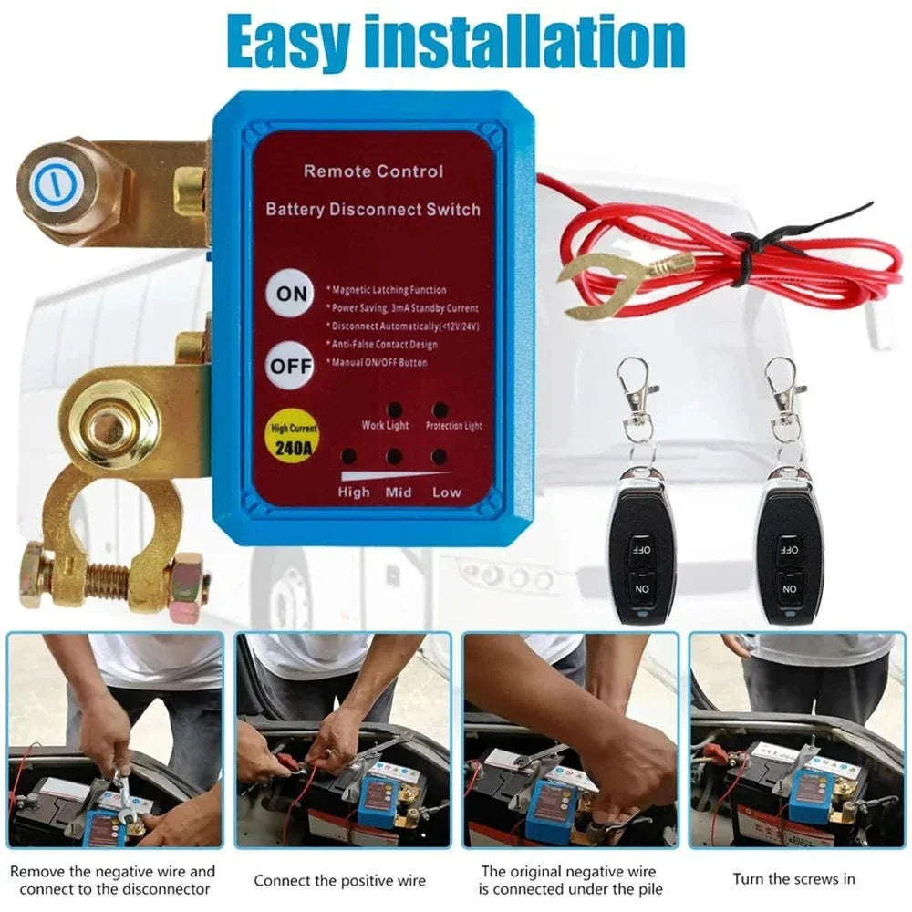 12V 240A Remote Battery Disconnect Switch for Car Truck RV - Image 9