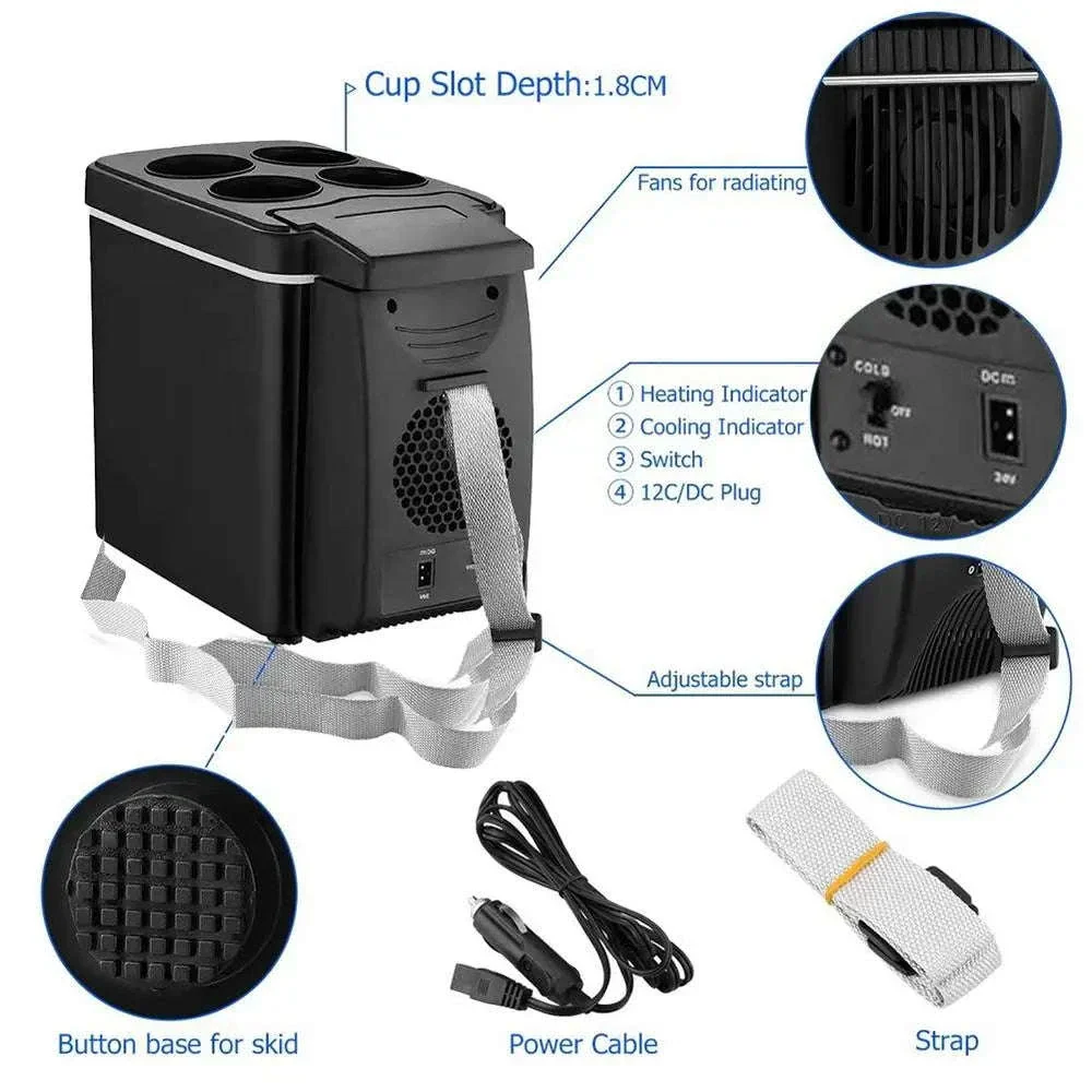 12V 6L Car Cooler and Warmer Mini Fridge for Travel - Image 16