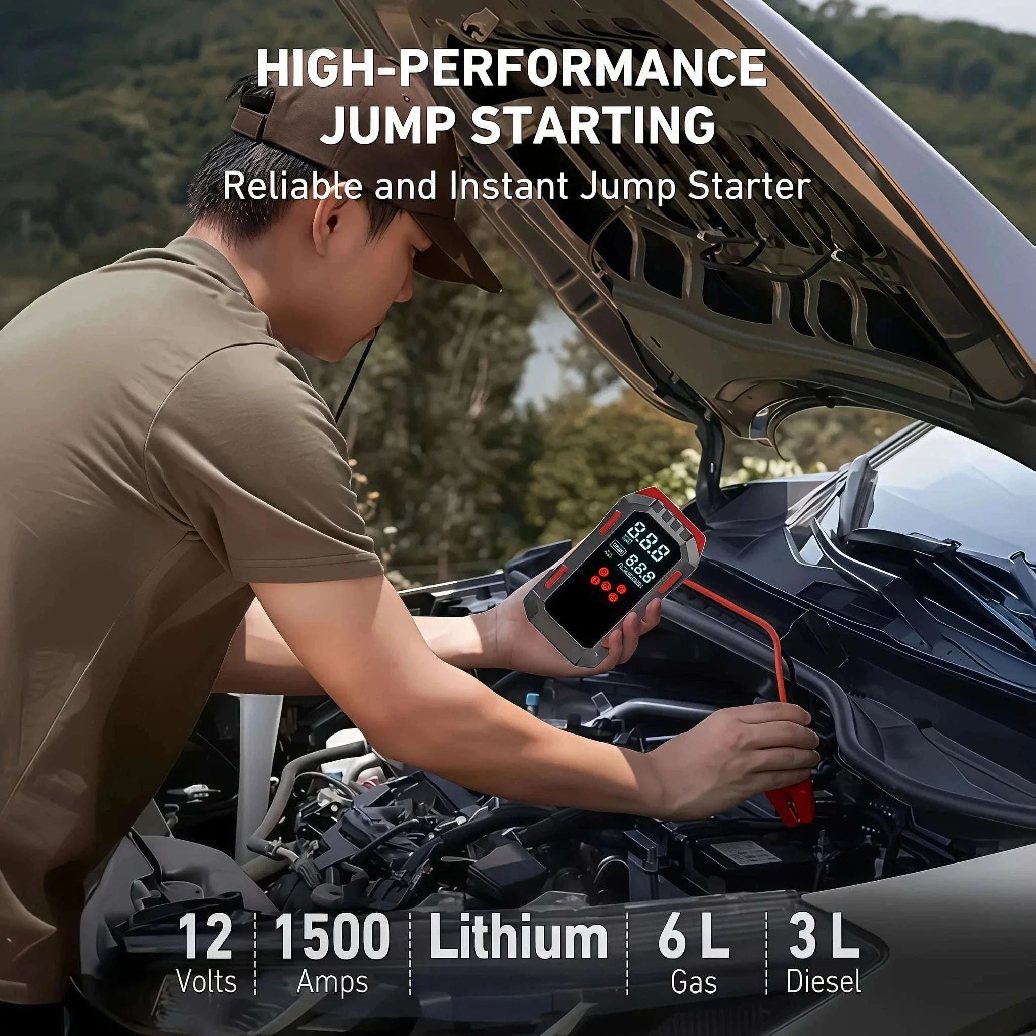 12V Car Jump Starter & Air Compressor with 150 PSI and USB Power - Image 3