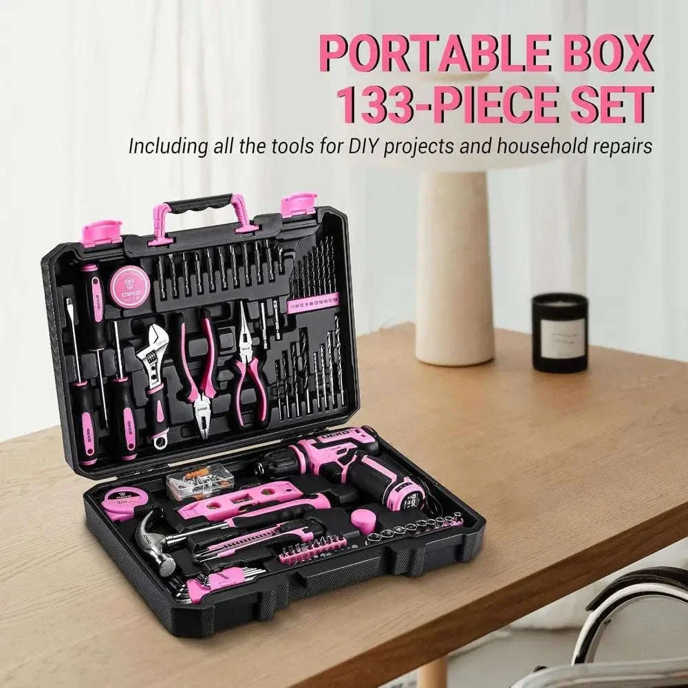 12V Cordless Pink Drill Set with 1.5Ah Battery and Tool Kit - Image 5