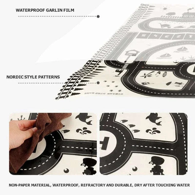 City Road Map Carpet Play Mat for Kids' Toy Car Play - Image 12