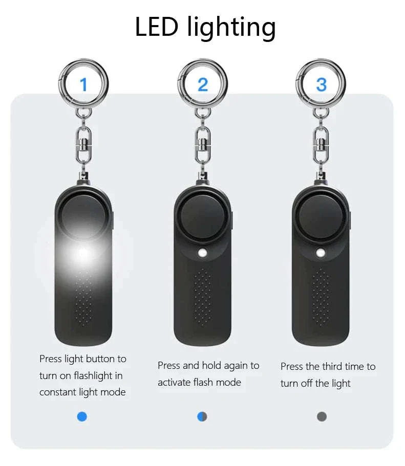 130dB Personal Safety Alarm with LED Light and Keychain - Image 16