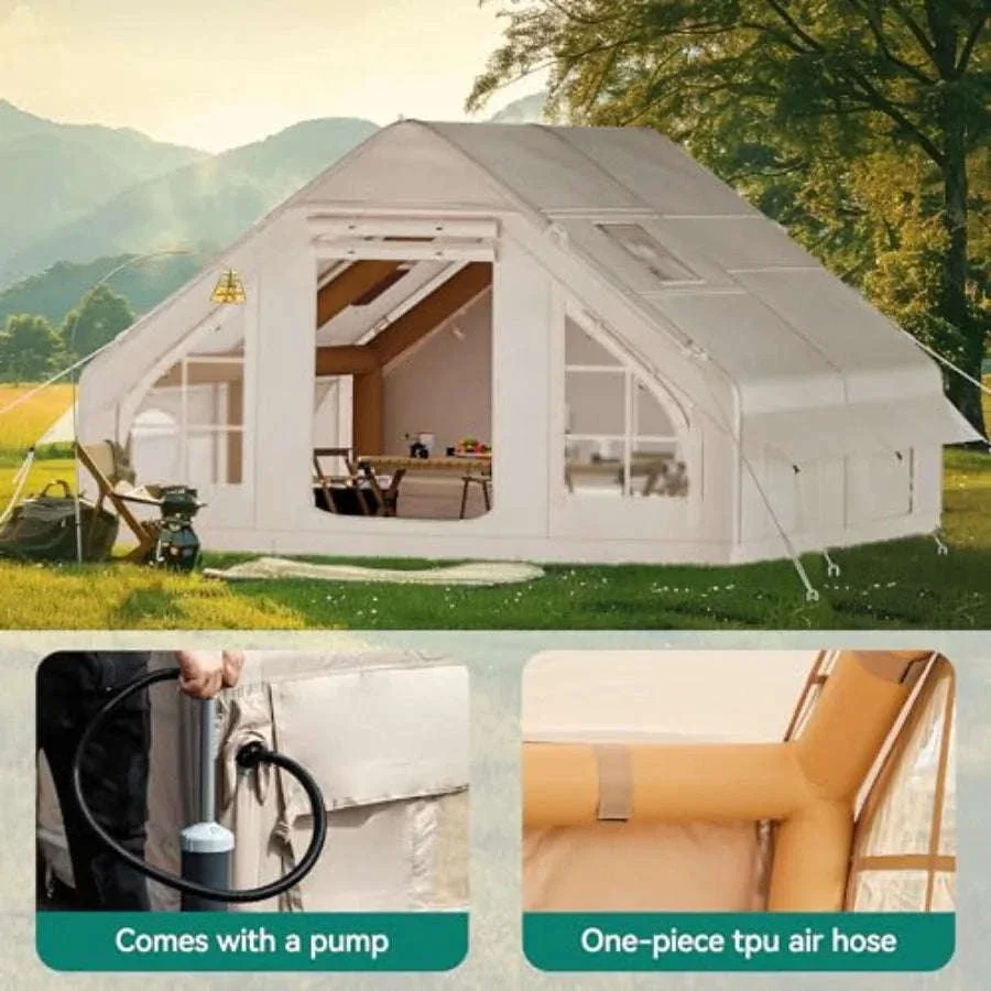 13x10ft Inflatable Camping Tent for 8 People with Pump - Image 3