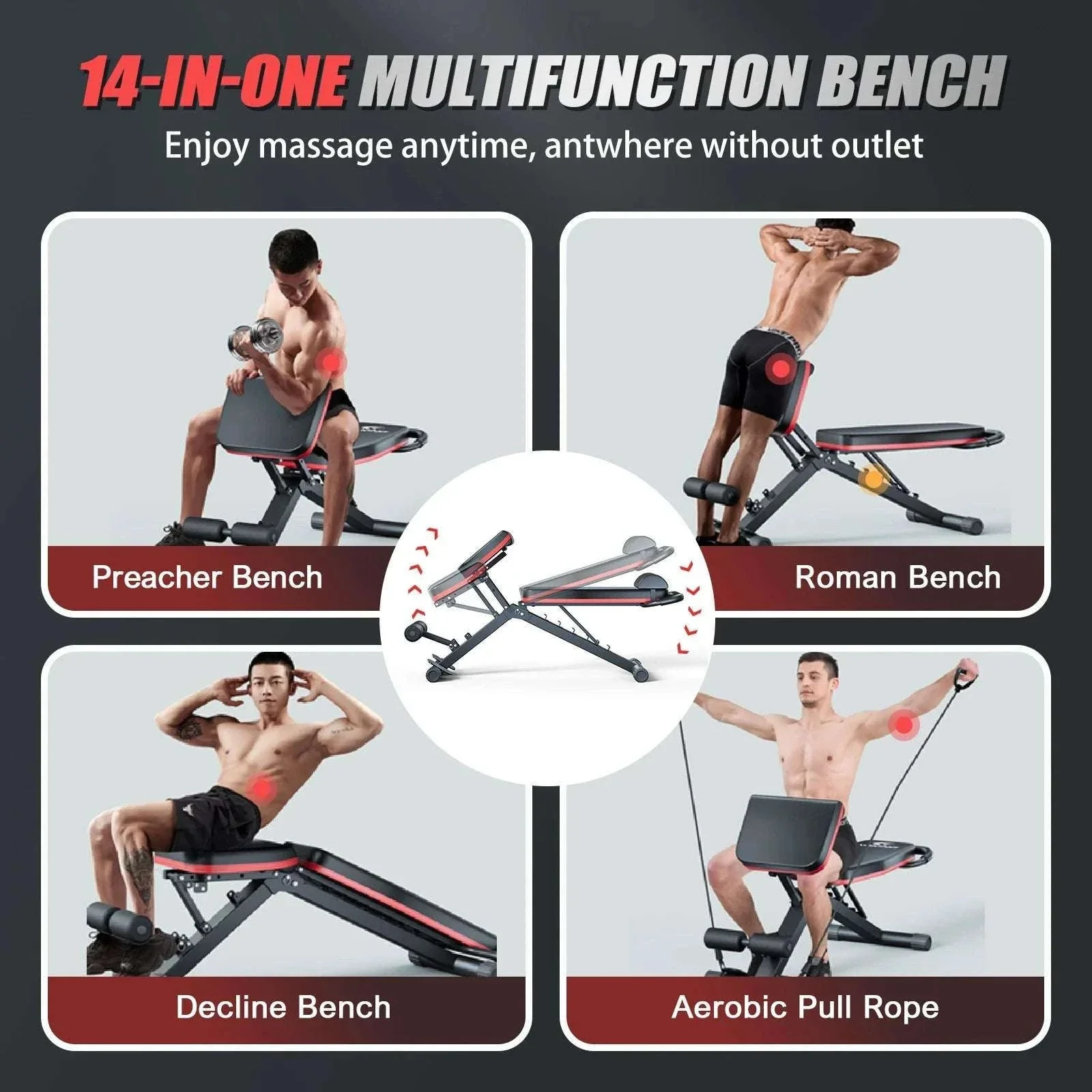 Foldable Adjustable Weight Bench with 1000 lb Capacity, 6 Inclines - Image 6