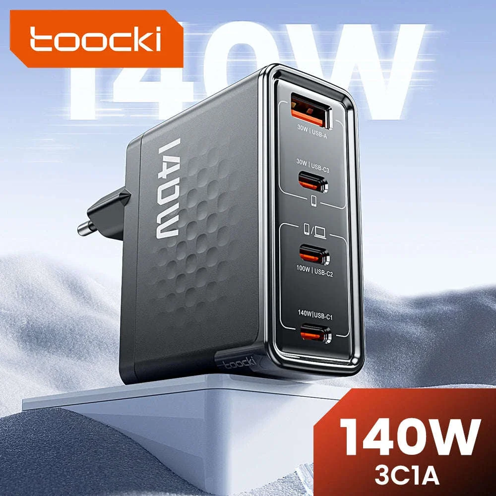 140W GaN USB-C Fast Charger with 4 Ports for Laptops, Phones