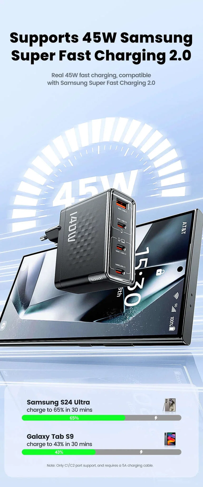 140W GaN USB-C Fast Charger with 4 Ports for Laptops, Phones - Image 11
