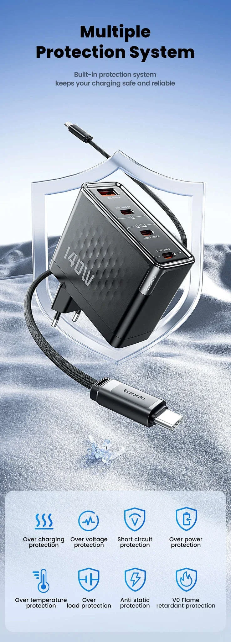 140W GaN USB-C Fast Charger with 4 Ports for Laptops, Phones - Image 14