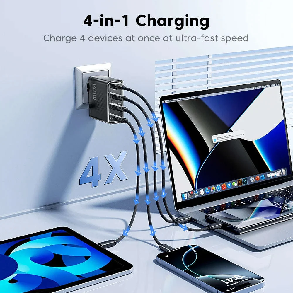 140W GaN USB-C Fast Charger with 4 Ports for Laptops, Phones - Image 3