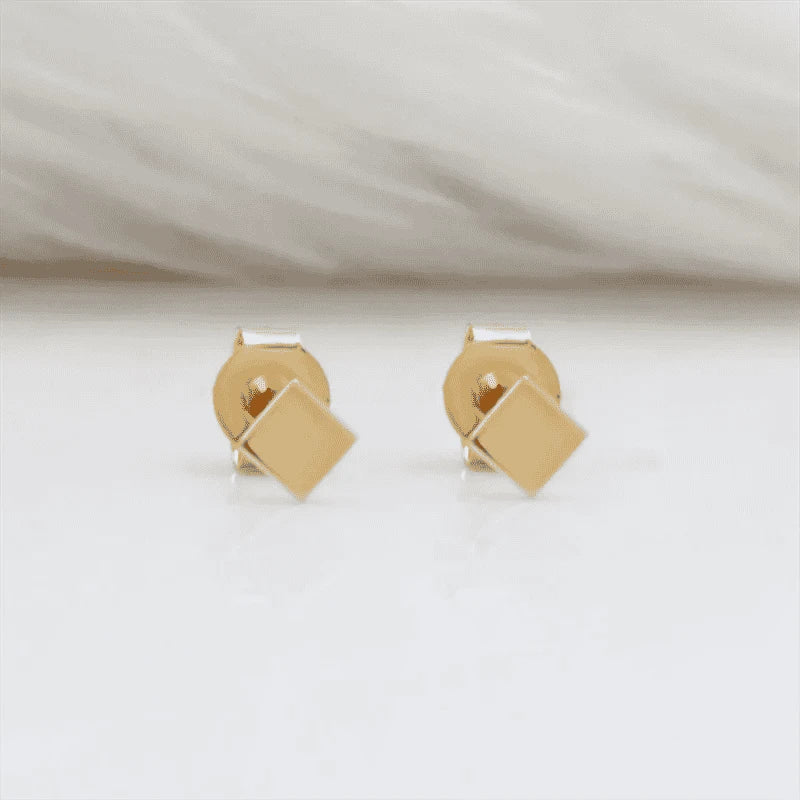 14K Gold Filled Square Stud Earrings, Tarnish Resistant