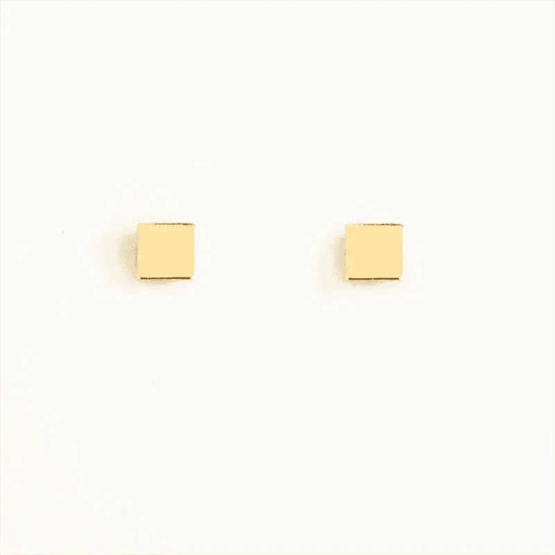 14K Gold Filled Square Stud Earrings, Tarnish Resistant - Image 2