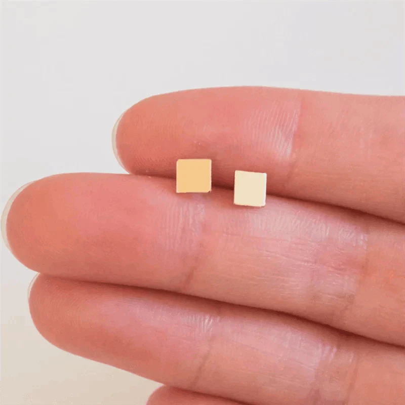14K Gold Filled Square Stud Earrings, Tarnish Resistant - Image 21