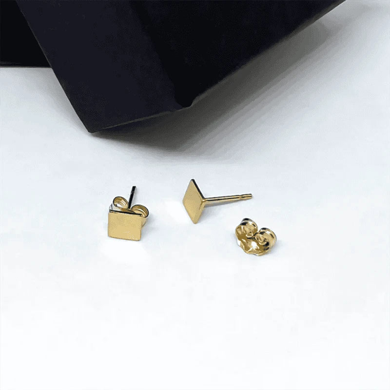 14K Gold Filled Square Stud Earrings, Tarnish Resistant - Image 3
