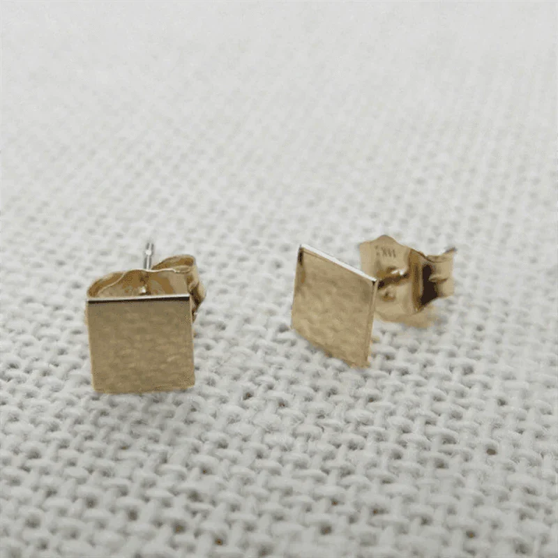 14K Gold Filled Square Stud Earrings, Tarnish Resistant - Image 4
