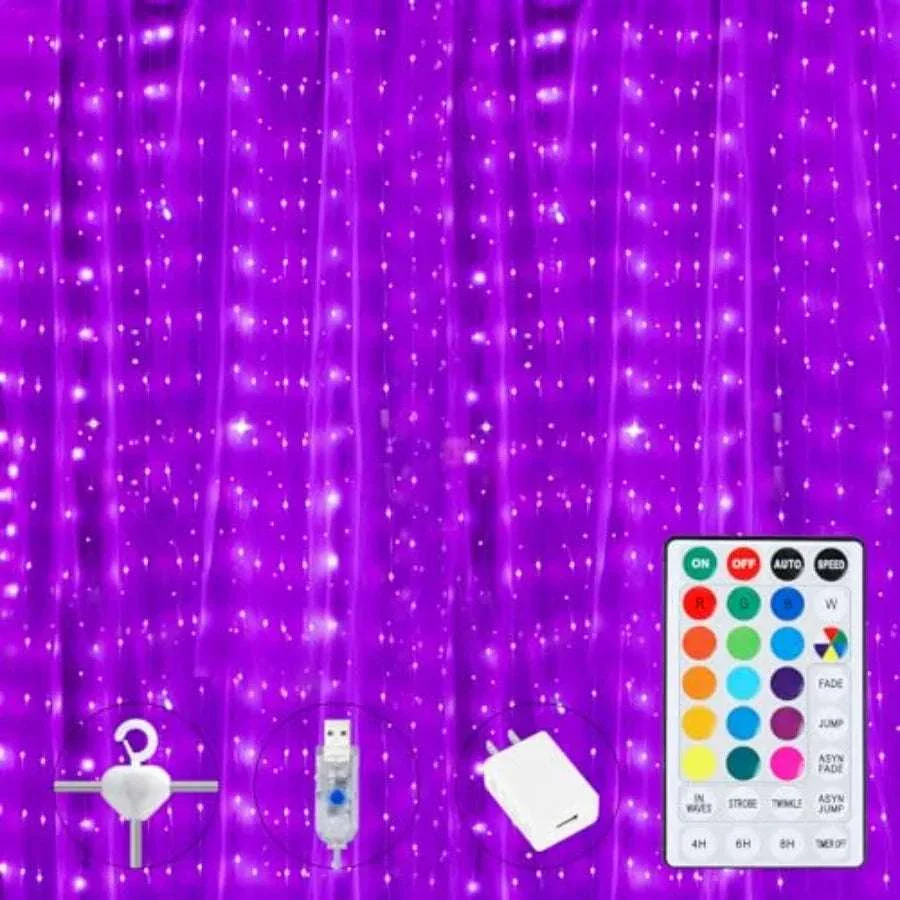 16 Color Curtain Lights 400 LED Twinkle Backdrop with Remote - Image 7