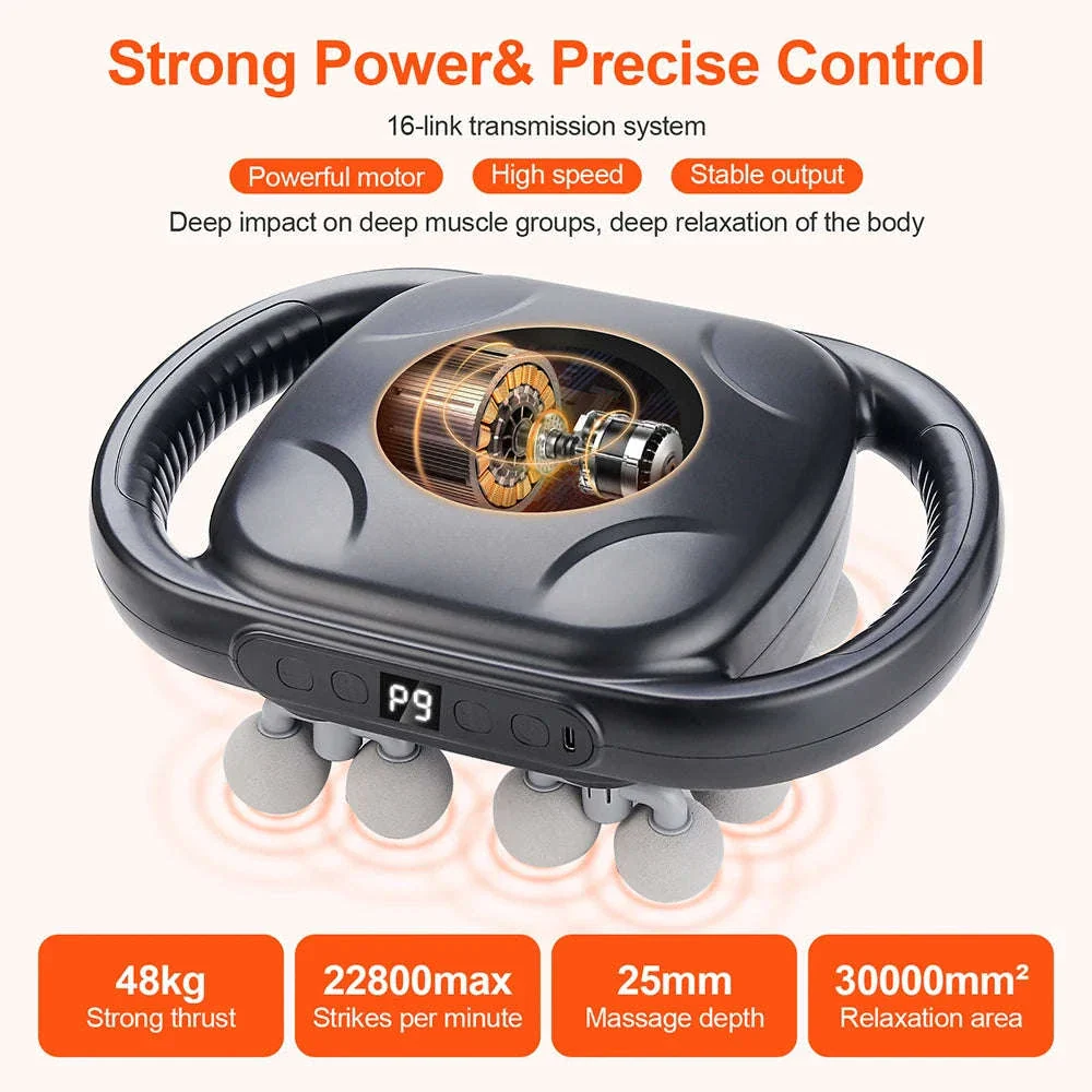 16-Head Fascia Massage Gun for Deep Muscle Relief - Image 5