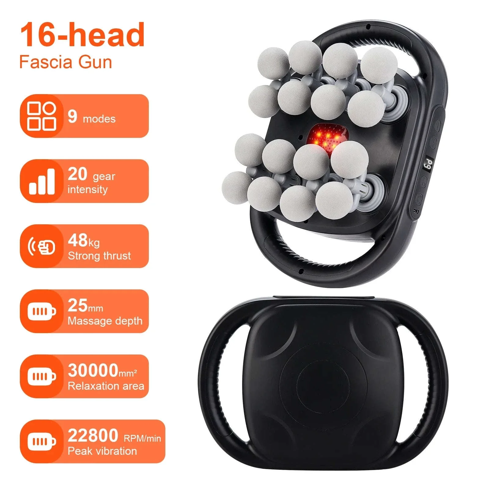 16-Head Fascia Massage Gun for Deep Muscle Relief - Image 8