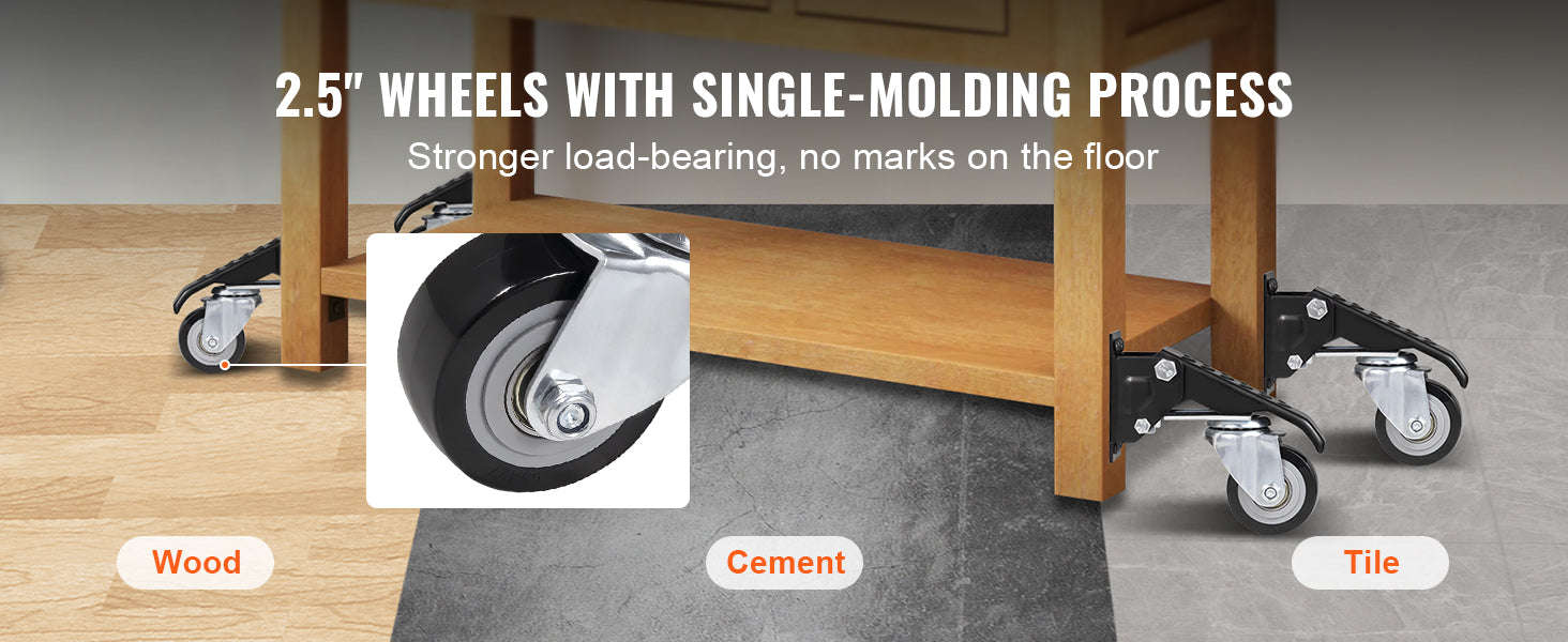 165 lb Side-Mounted Retractable Workbench Caster Wheels, Set of 4 - Image 9