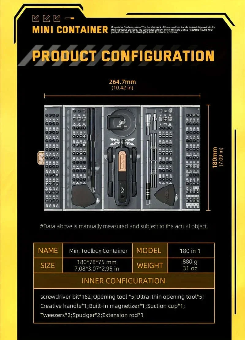 180-in-1 Precision Screwdriver Set with Magnetic Bits for Electronics Repair - Image 15