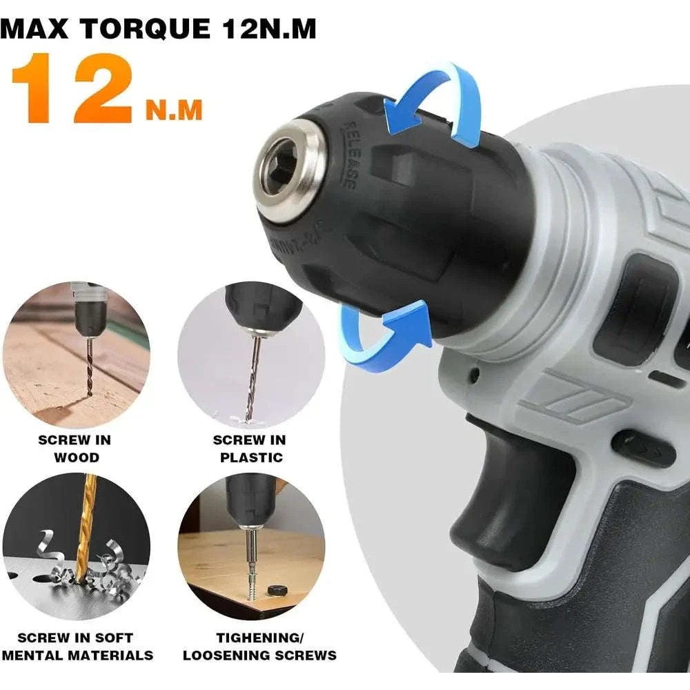 180-Piece Tool Kit with 8V Cordless Drill for Home Repairs - Image 4