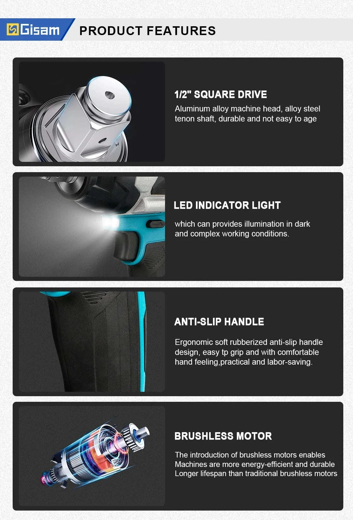 1800N.M Brushless Impact Wrench for 18V Makita Batteries - Image 13