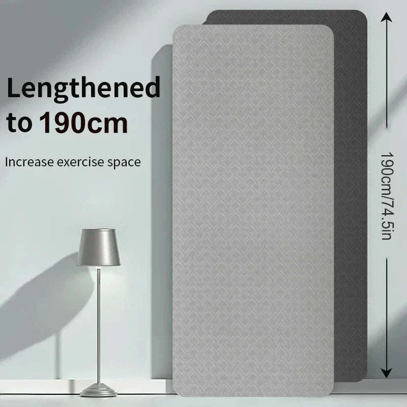 190CM Non-Slip TPE Yoga Mat with 6mm Cushioning - Image 2