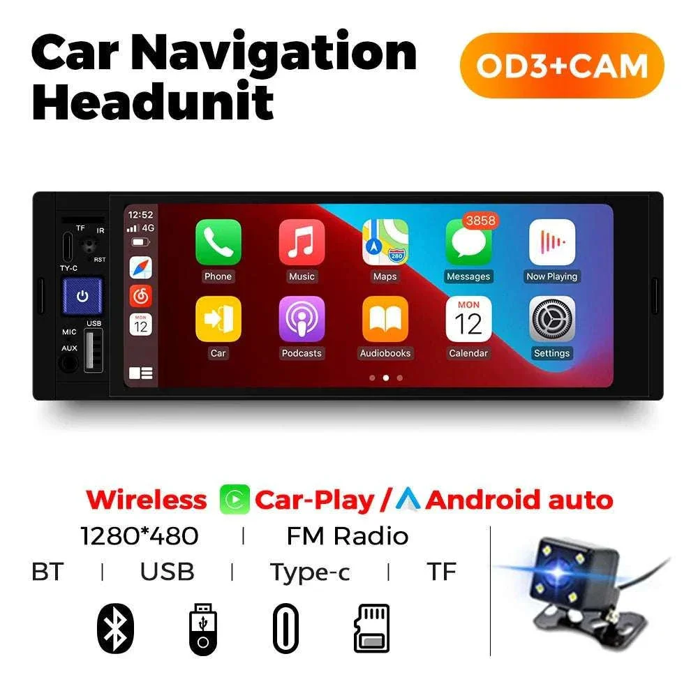 6.86" 1DIN Car Stereo with Wireless CarPlay, Android Auto & BT - Image 43