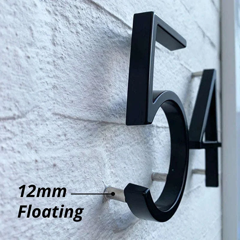 Floating House Number Sign with Modern 3D Wall Mount Design - Image 3