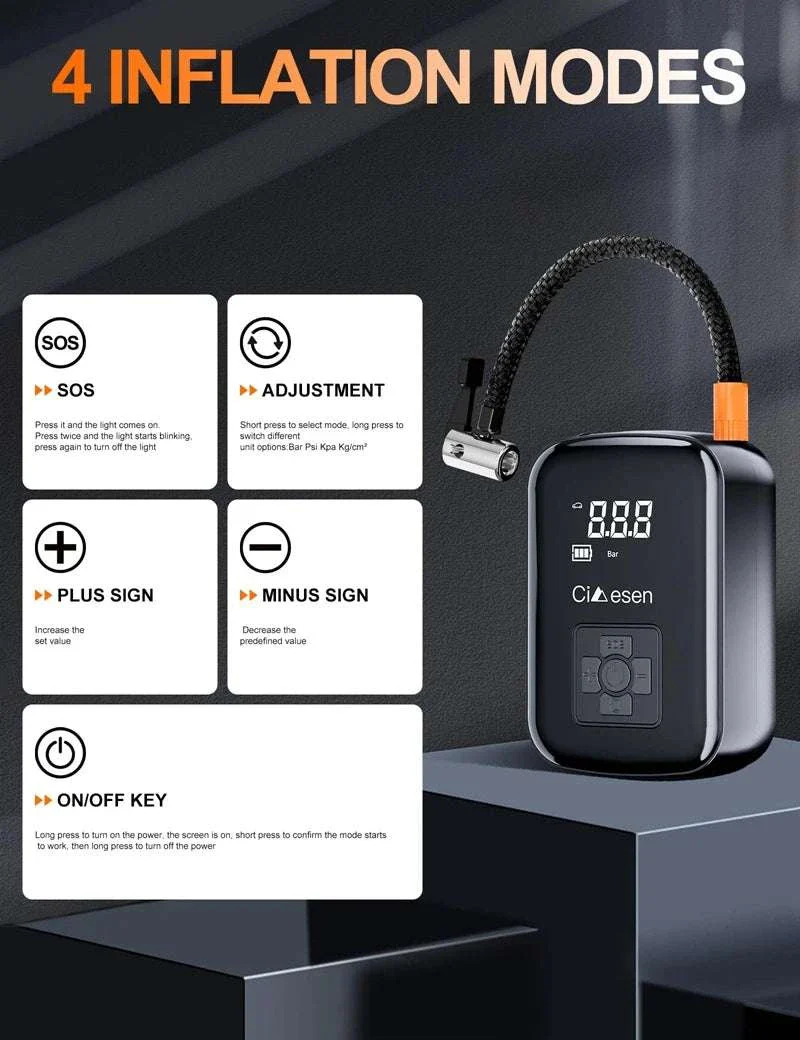 150PSI Wireless Tire Inflator Portable Air Pump for Car & Bike - Image 12