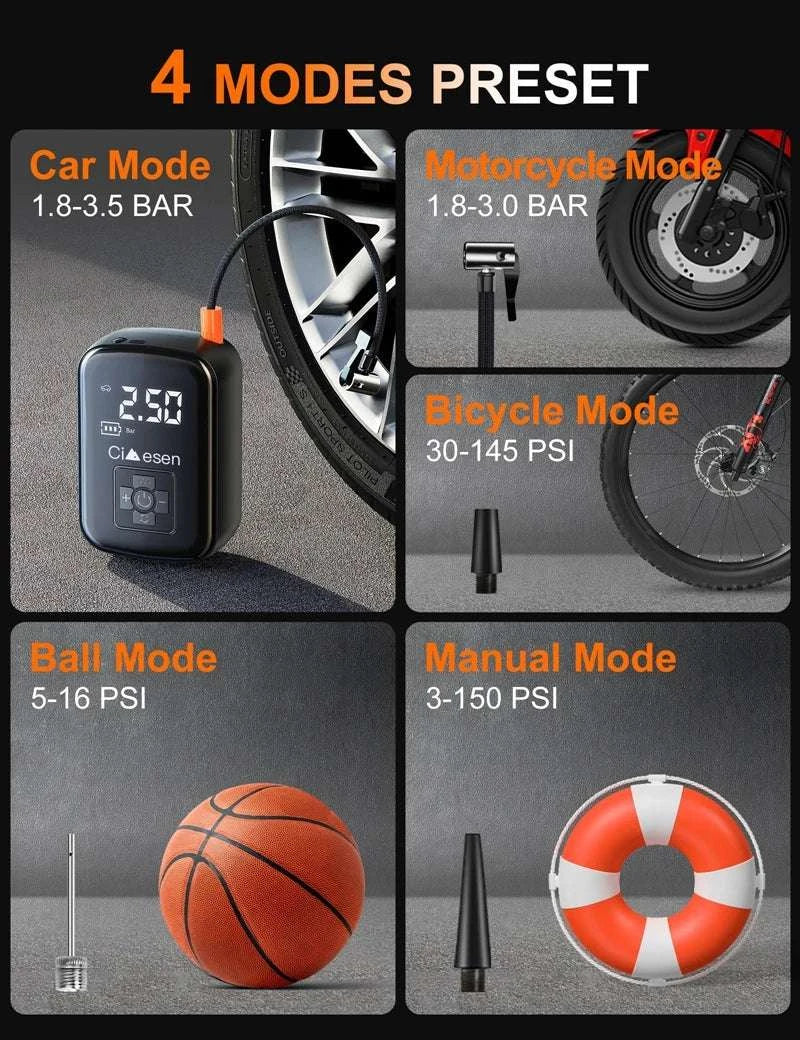 150PSI Wireless Tire Inflator Portable Air Pump for Car & Bike - Image 15