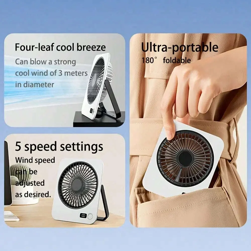 Rechargeable USB Mini Desktop Fan with 5-Speed Cooling - Image 8
