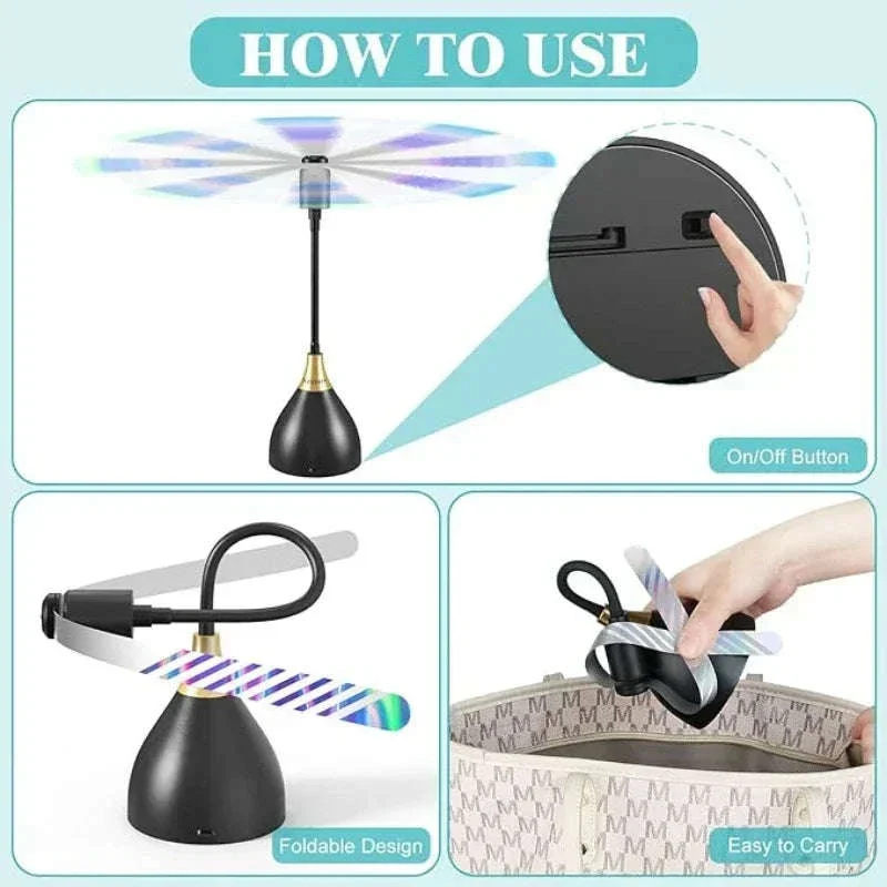 Foldable Fly Repellent Fan Set for Tables and Meals - Image 2