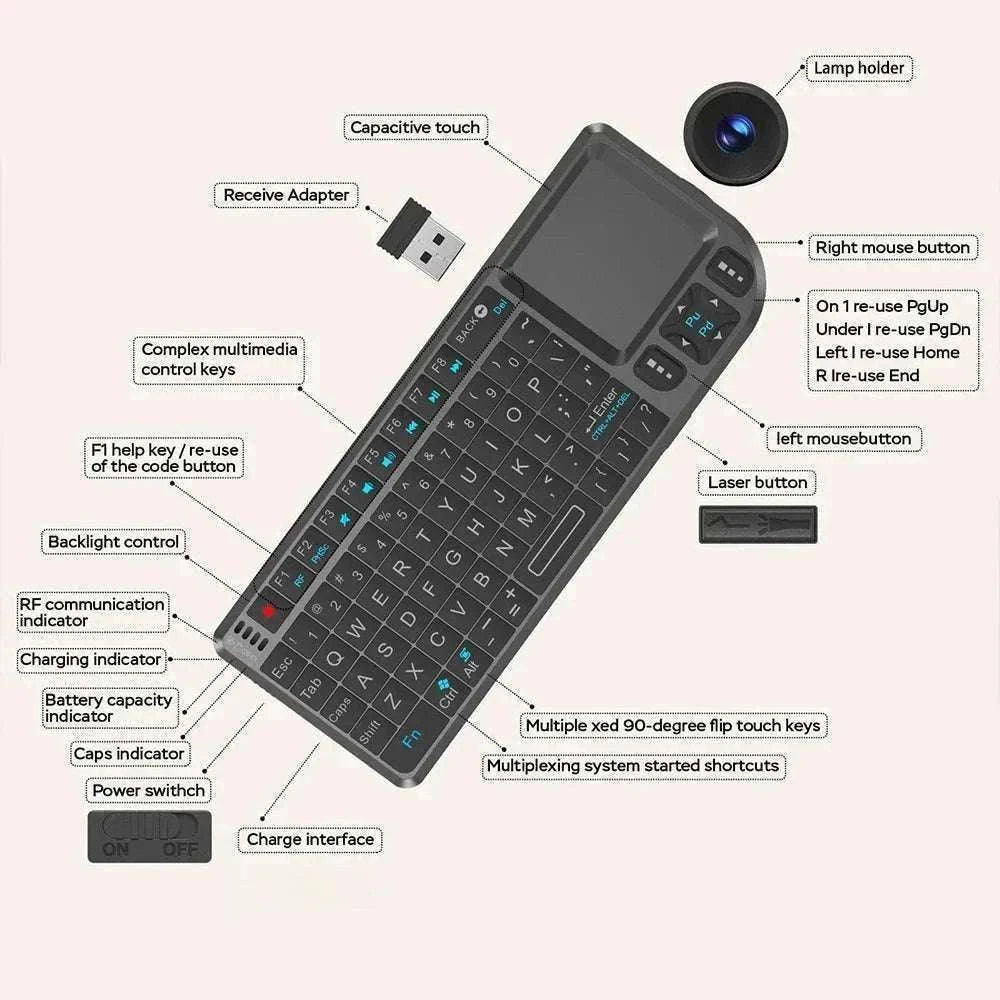 2.4G Wireless Keyboard with Backlight, Touchpad, and Flashlight - Image 6