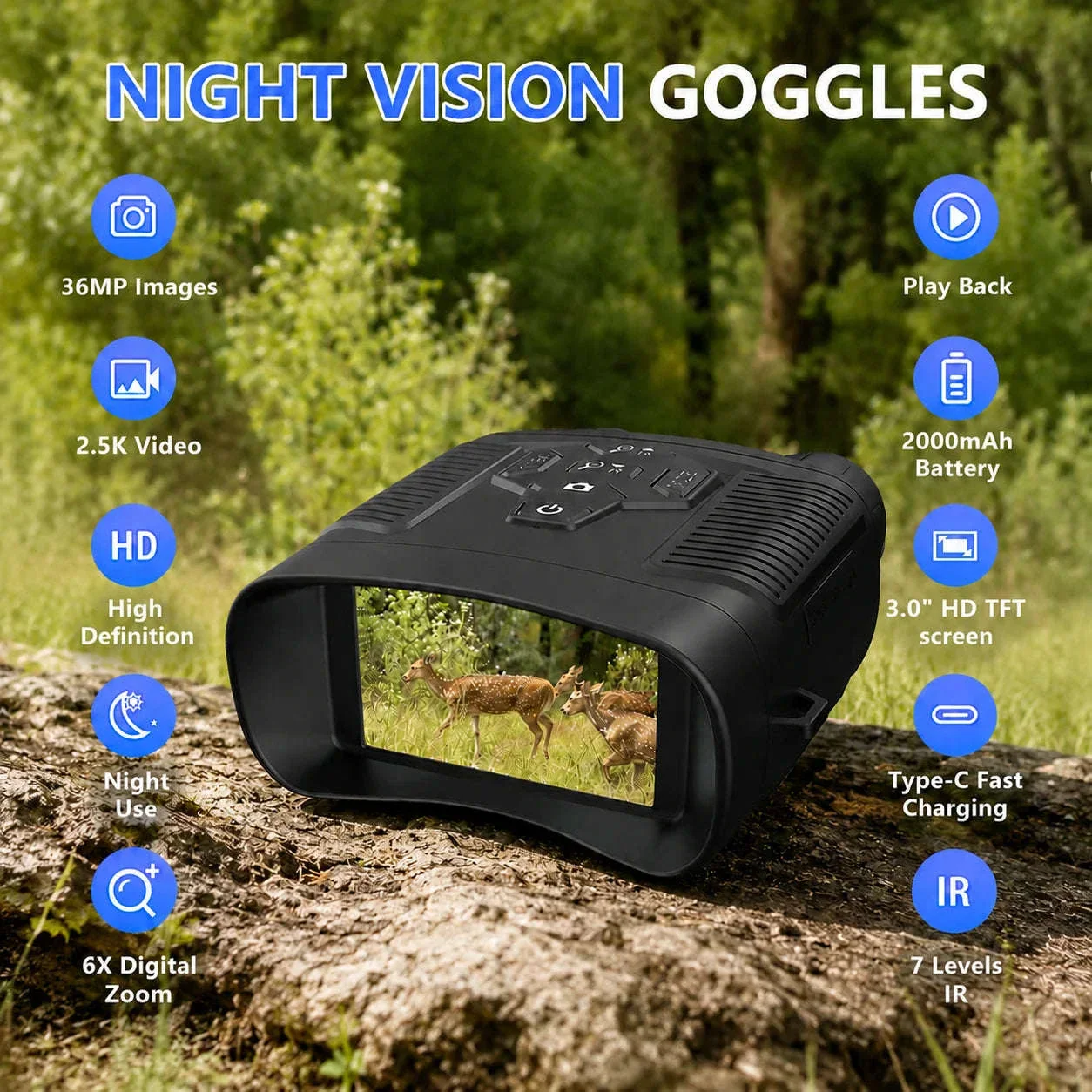 2.5K Night Vision Goggles with 36MP Photos and 6X Zoom