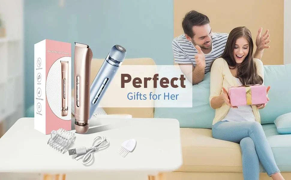2-in-1 Bikini Trimmer for Women Dual Head Electric Shaver Wet & Dry - Image 11