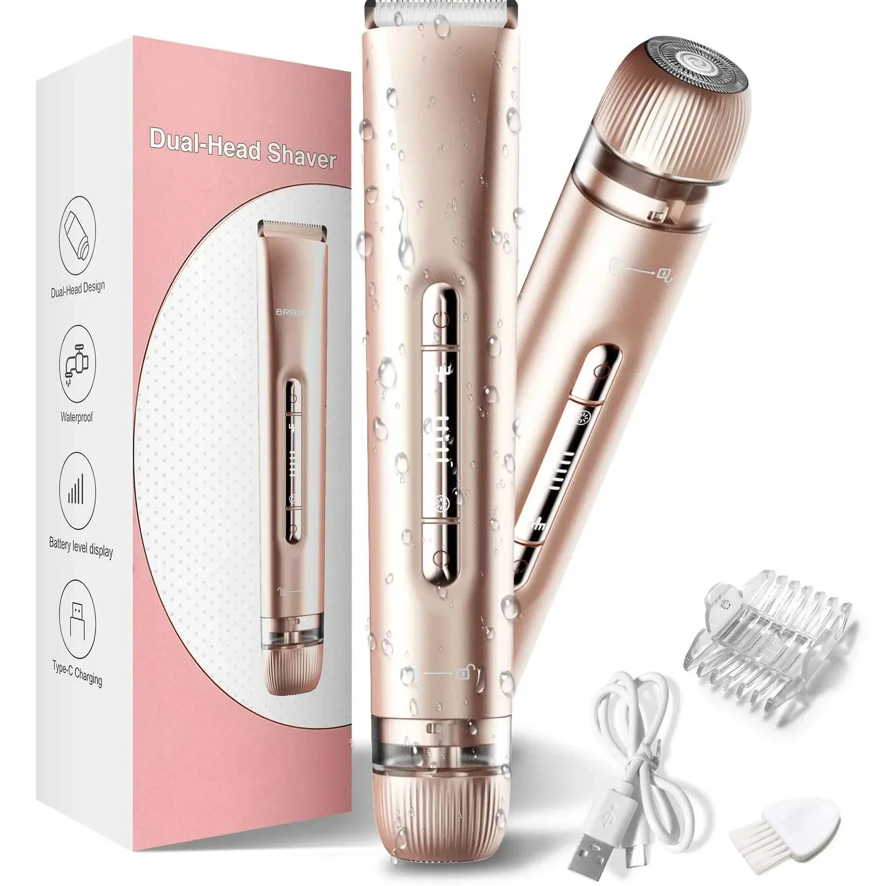 2-in-1 Bikini Trimmer for Women Dual Head Electric Shaver Wet & Dry - Image 12