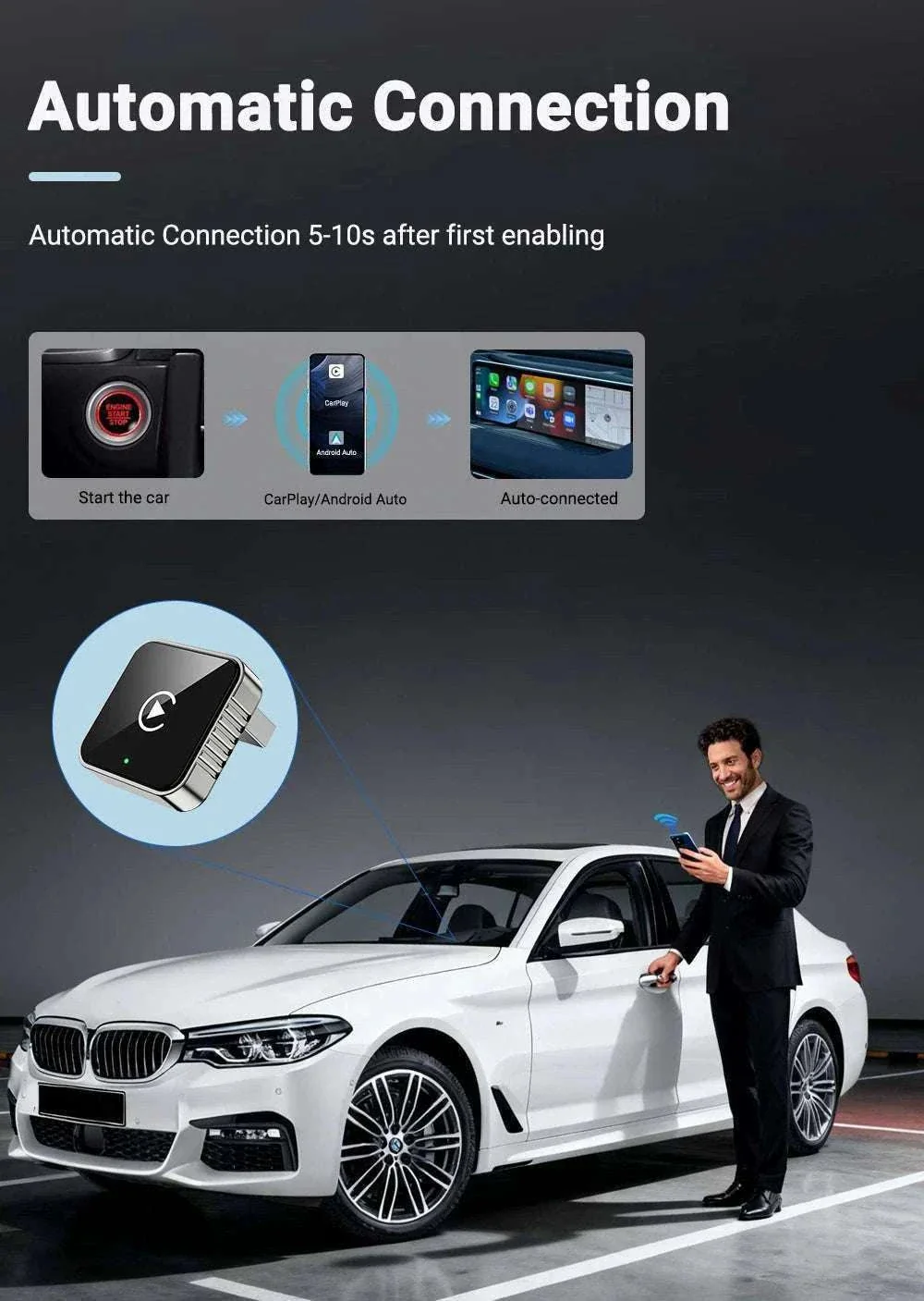 2-in-1 Wireless CarPlay and Android Auto Adapter - Image 11