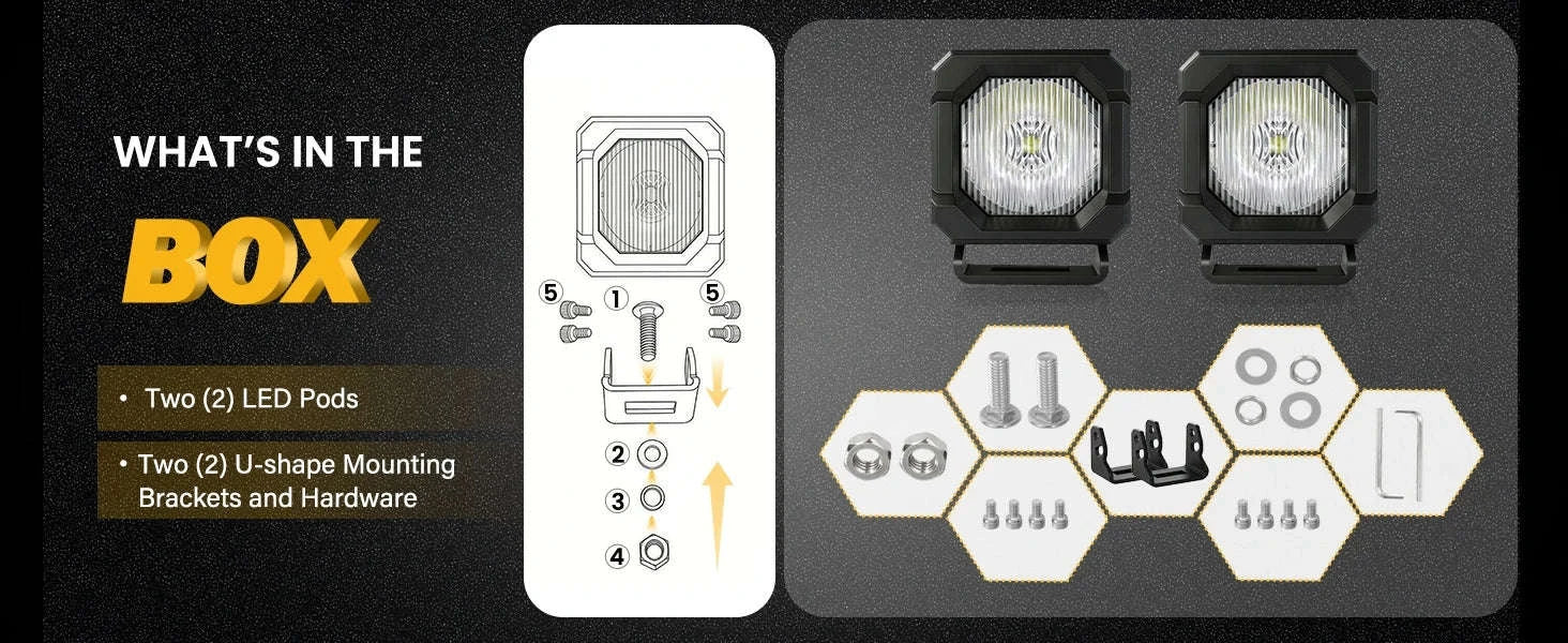 2 Inch LED Pod Lights 50W 12V Waterproof Off-Road Cube Lights - Image 15